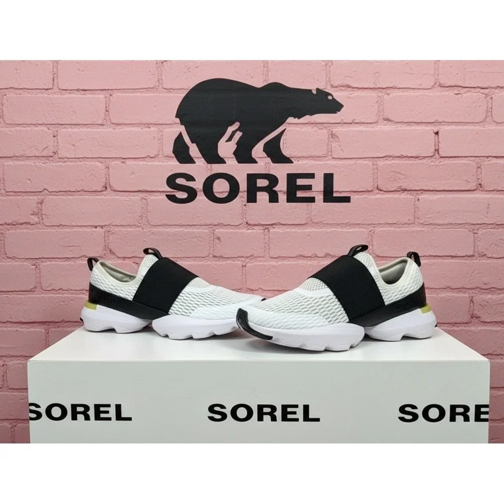 🔥Sorel Kinetic🖤⭐️🖤Impact Strap Low Top Slip On Sneakers White Black Running 9